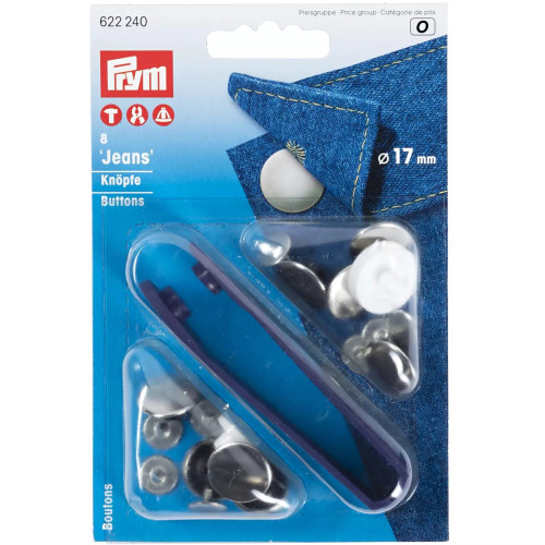 jeans knopen zilver glad 17mm Prym