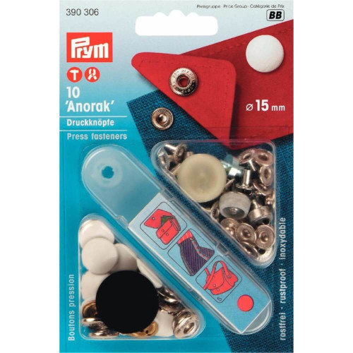 naaivrije drukknoop anorak 15mm gelakt wit