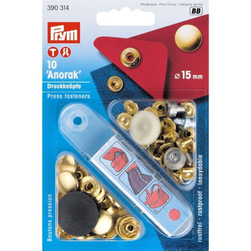 naaivrije drukknoop anorak 15mm goud