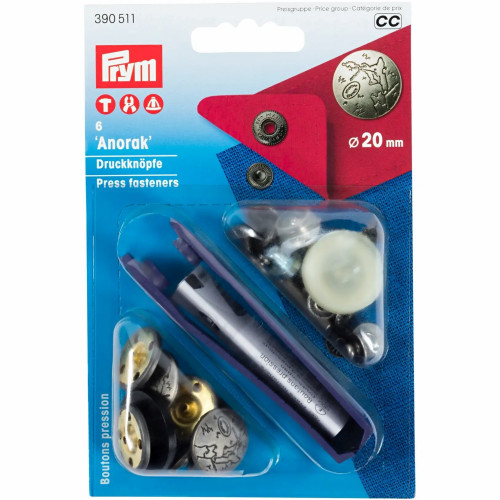 naaivrije drukknoop anorak 20mm mat zilver