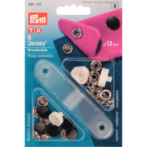 naaivrije drukknoop jersey gladde kap zwart 12mm