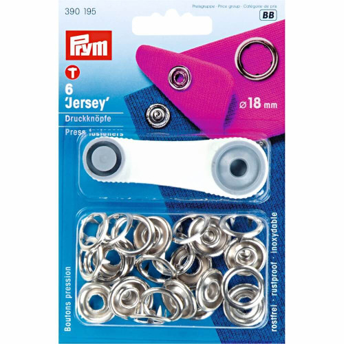 naaivrije drukknopen jersey tandring 18mm zilver