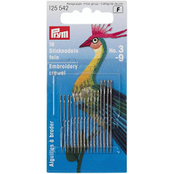 Prym crewel naalden assortiment nr. 3-9 16 stuks Prym crewel naalden assortiment nr. 3-9 16 stuks