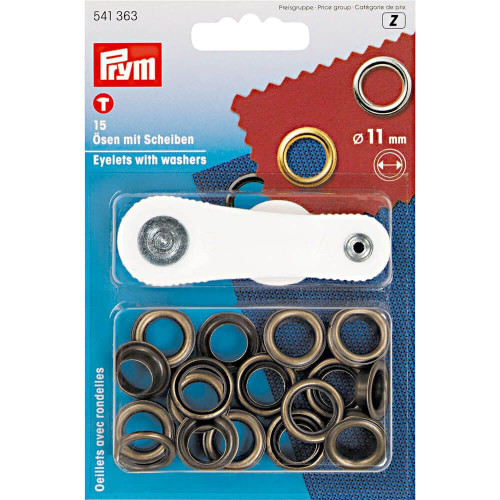 ringen met schijven, nestels 11mm oud messing Prym