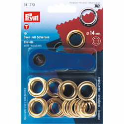ringen met schijven, nestels 14mm goud Prym