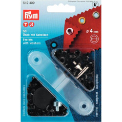 ringen met schijven, nestels 4mm donker brons Prym ringen met schijven, nestels 4mm donker brons Prym