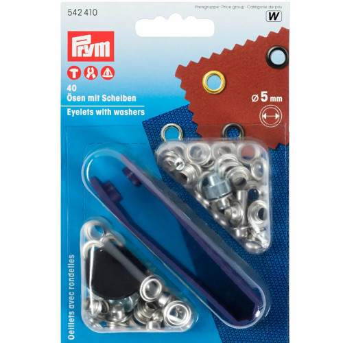 ringen met schijven, nestels 5mm zilver Prym