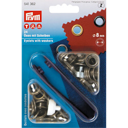 ringen met schijven, nestels 8mm oud messing Prym