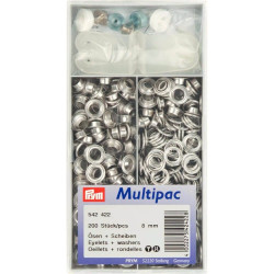 schijven en ringen, nestels 8 mm zilver 200 stuks