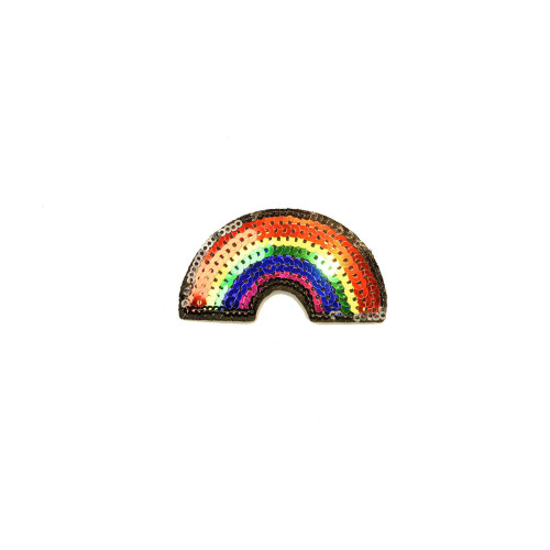 regenboog patch met pailletten 7 x 4 cm