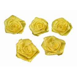 roosjes lurex goud 55 mm (5 stuks) roosjes lurex goud 55 mm (5 stuks)