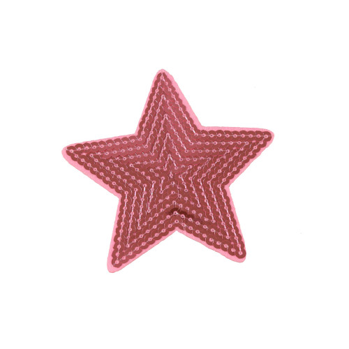 roze ster patch pailletten 9 cm
