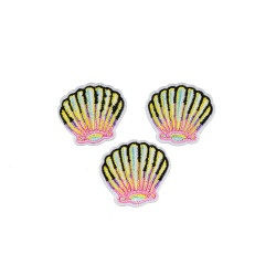 schelp applicatie set roze geel opstrijkbaar 3 stuks schelp applicatie set roze geel opstrijkbaar 3 stuks