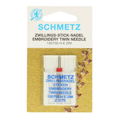 schmetz gold borduur tweeling naald 2/75 schmetz gold borduur tweeling naald 2/75