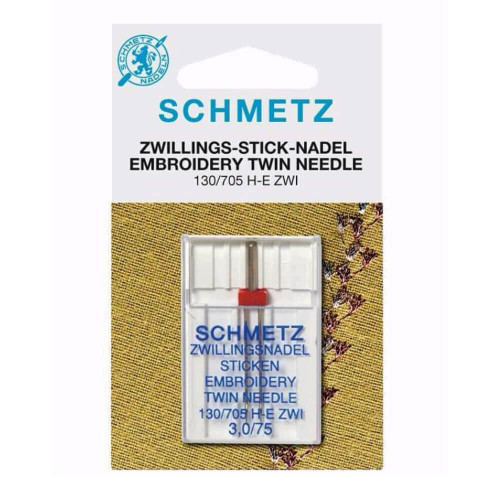 schmetz borduur tweeling naald 3/75 schmetz borduur tweeling naald 3/75