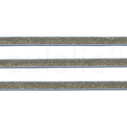 Sierelastiek lichtblauw goud lurex 1cm Sierelastiek lichtblauw goud lurex 1cm