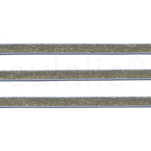 Sierelastiek lichtblauw goud lurex 1cm