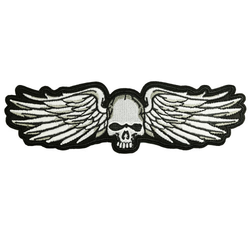 skull met vleugels applicatie XL 20x5cm