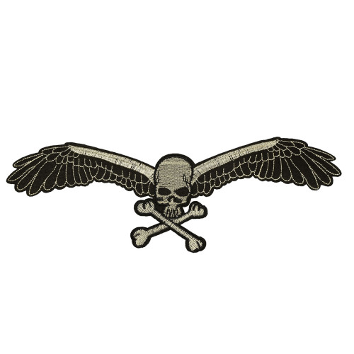 skull met vleugels patch XL 25x9 cm