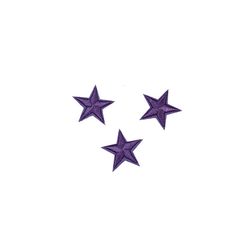 sterren patch set paars 2,5 cm 3 stuks