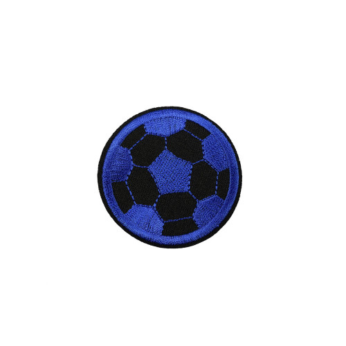 voetbal patch blauw op vilt geborduurd