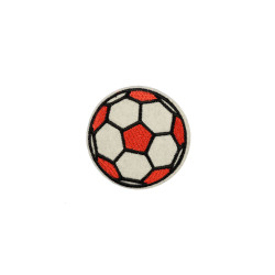 voetbal patch rood wit op vilt geborduurd