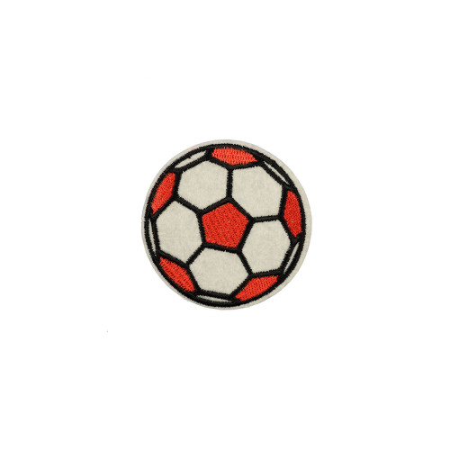 voetbal patch rood wit op vilt geborduurd