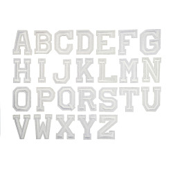witte alfabet letter patch A t/m Z (5x4cm) witte alfabet letter patch A t/m Z (5x4cm)