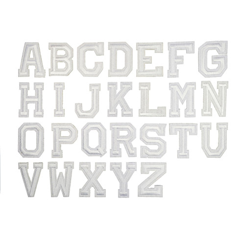 witte alfabet letter patch A t/m Z (5x4cm) witte alfabet letter patch A t/m Z (5x4cm)