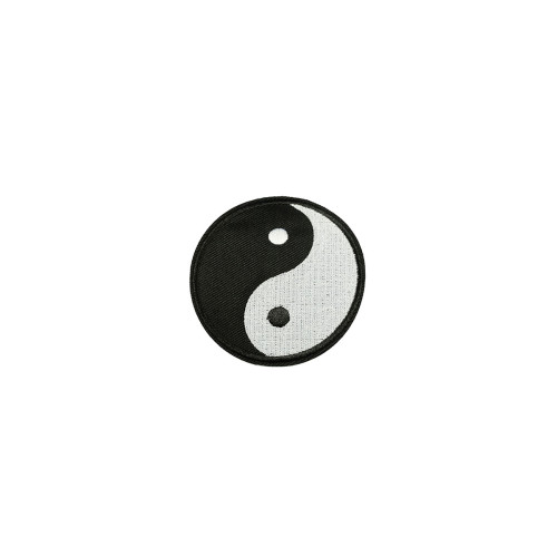 ying yang embleem opstrijkbaar zwart wit 8 cm